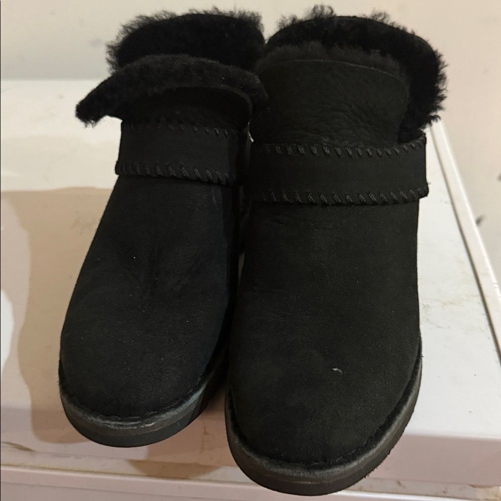 UGG Kids Black Suede Boots